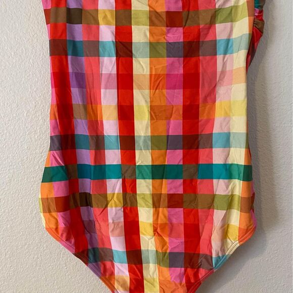 Kate Spade Swim Garden Plaid Classic Bandeau One-piece Swimsuit Medium - Picture 5 of 6